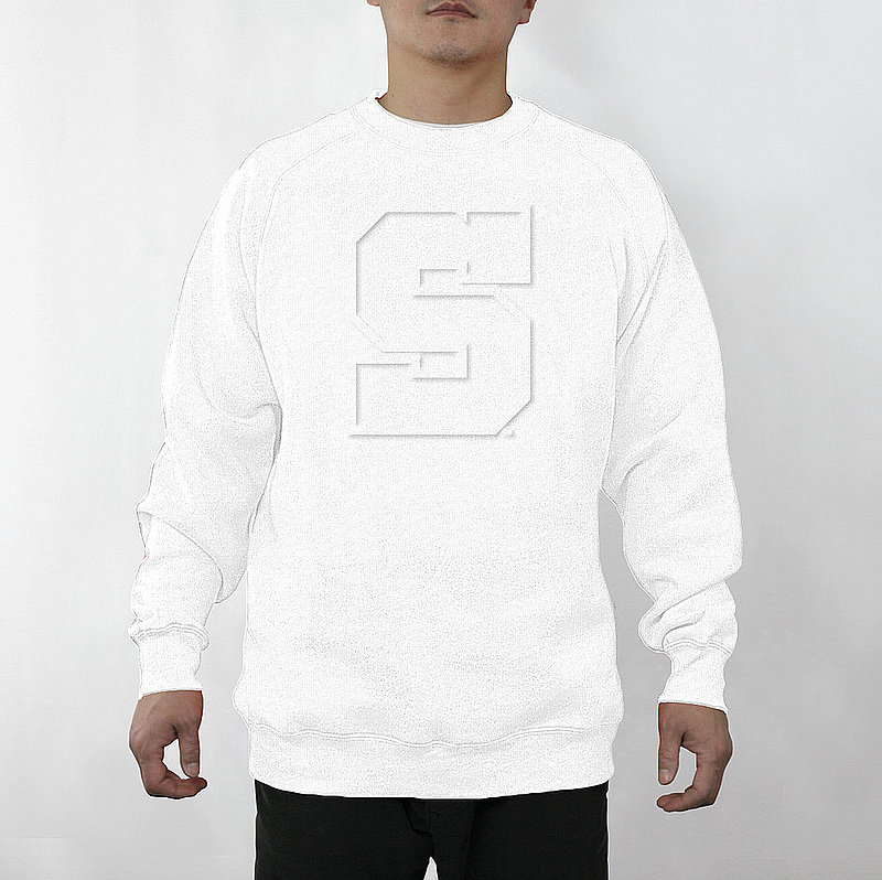 Penn State White Embossed Block S Crewneck Sweatshirt Nittany Lions (PSU) 