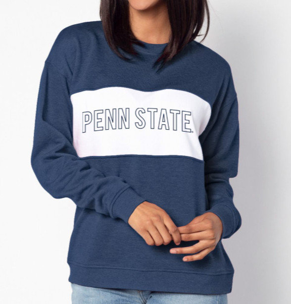 Penn State Women's Navy Pennant Crewneck Sweatshirt 