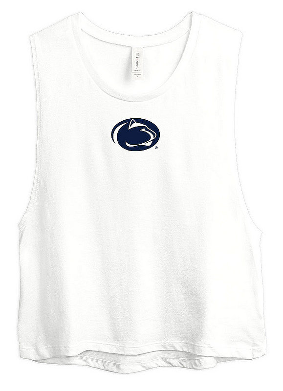 Penn State Women's White Muscle Crop Tank Top Nittany Lions (PSU) 