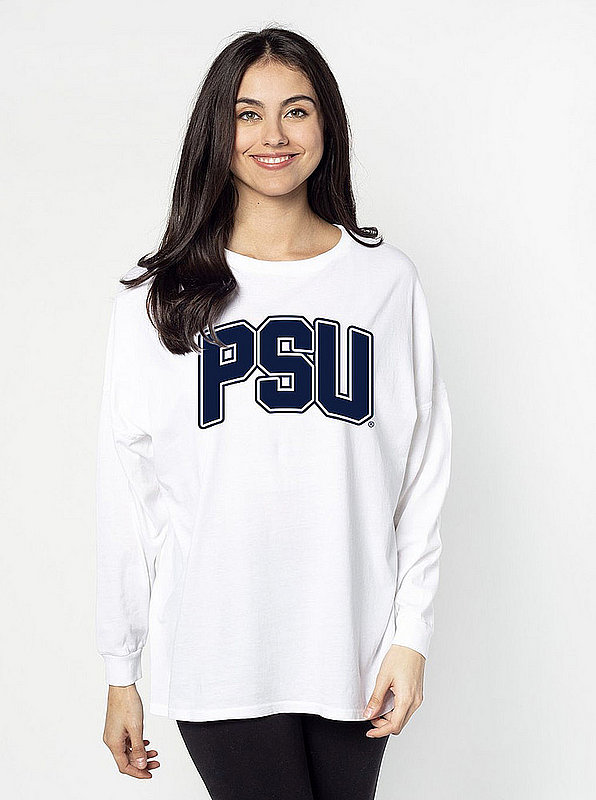 Penn State Women's White Oversized Mineral Wash Long Sleeve Nittany Lions (PSU) 