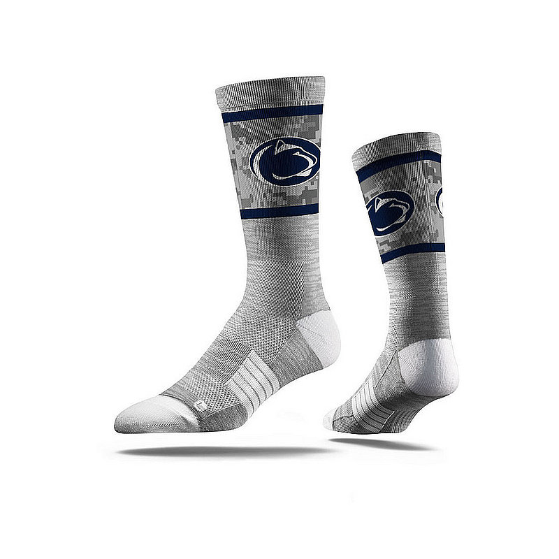 Strideline Penn State Grey Digital Camo Crew Socks with Lion Head Nittany Lions (PSU) (Strideline)