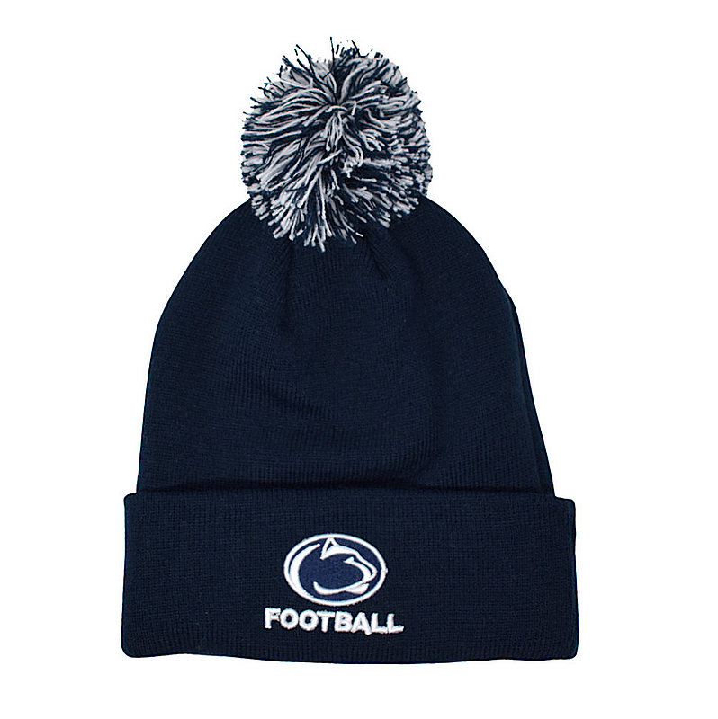 Penn State Navy Football Pom Knit Hat