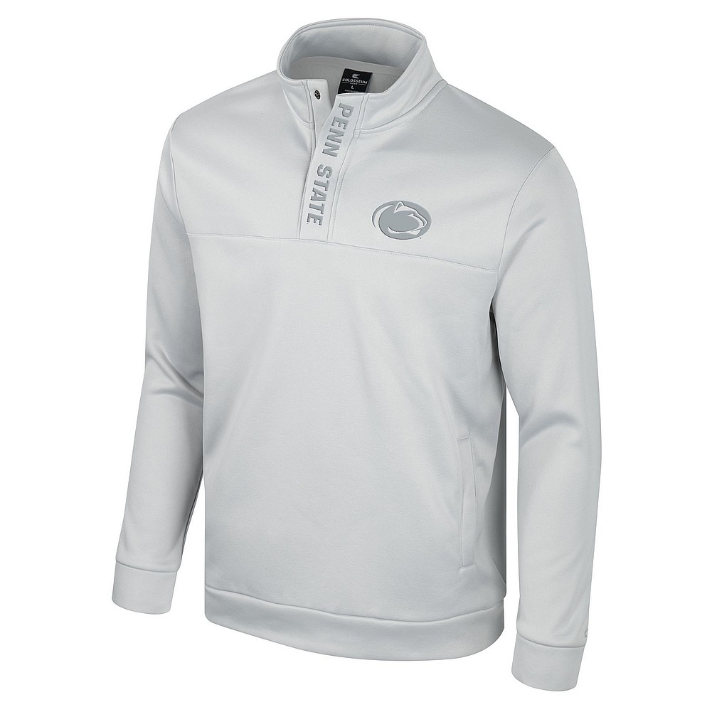 Penn State Mens Performance Fleece Grey Tonal Quarter Snap Sweatshirt Nittany Lions PSU