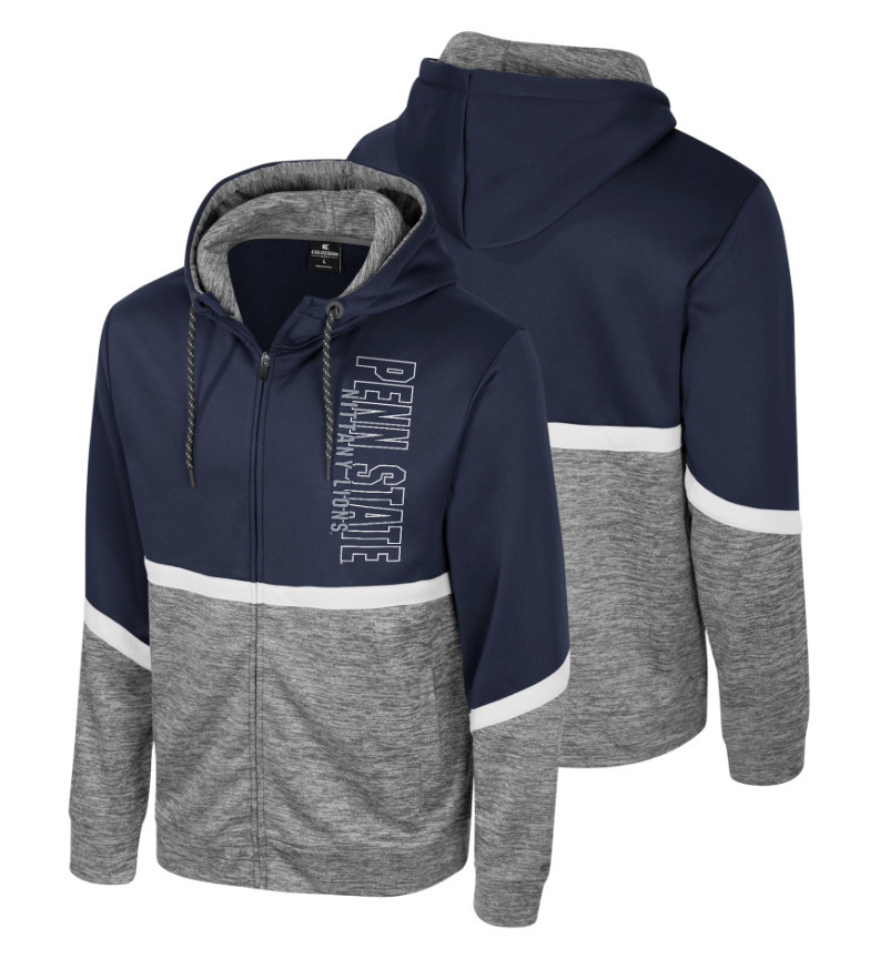 Penn State Nickel Grey Colorblock Performance Full Zip Sweatshirt