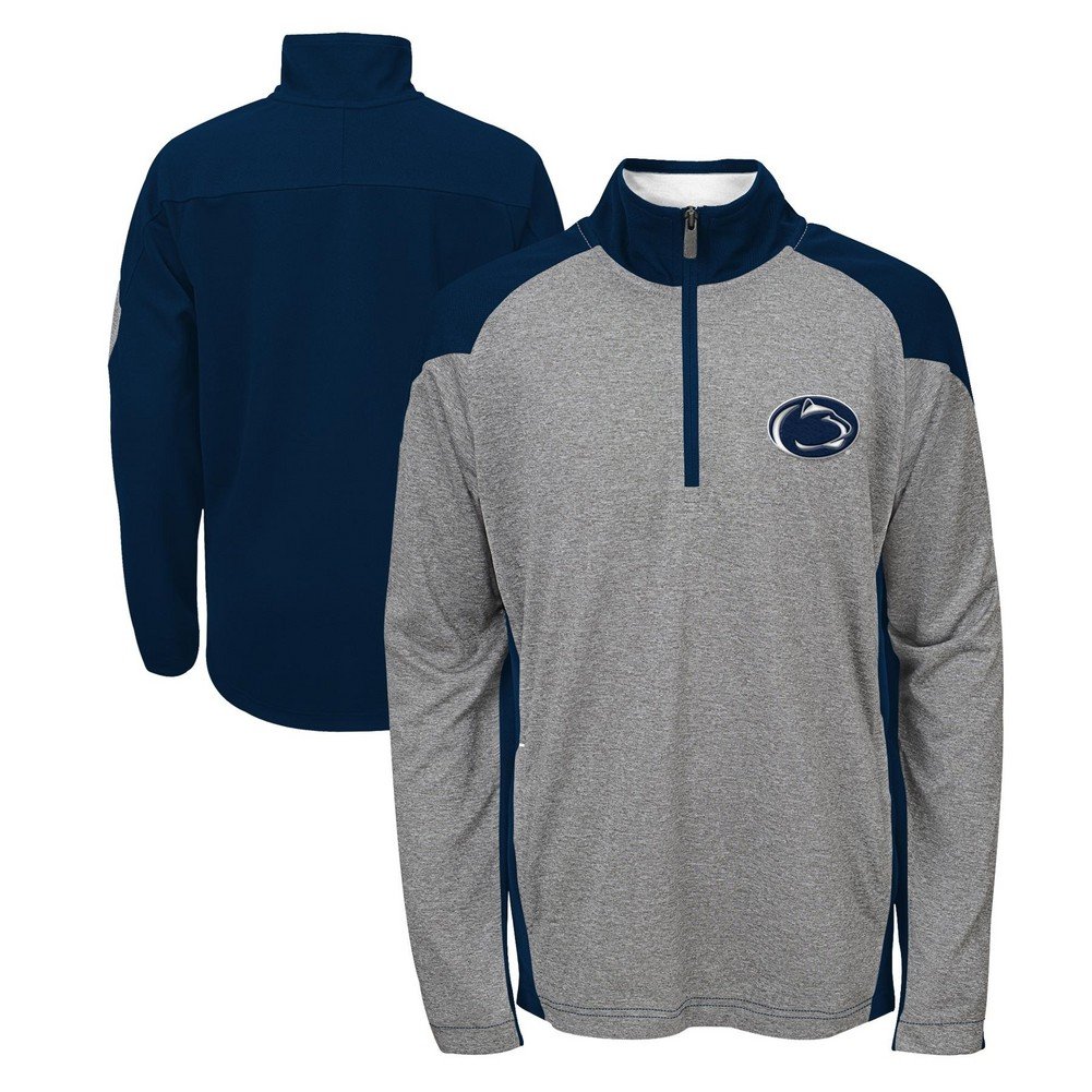 Penn State Quarter Zip Sweatshirt Performance Gray And Navy Nittany Lions (PSU) 808RD_62_PENN