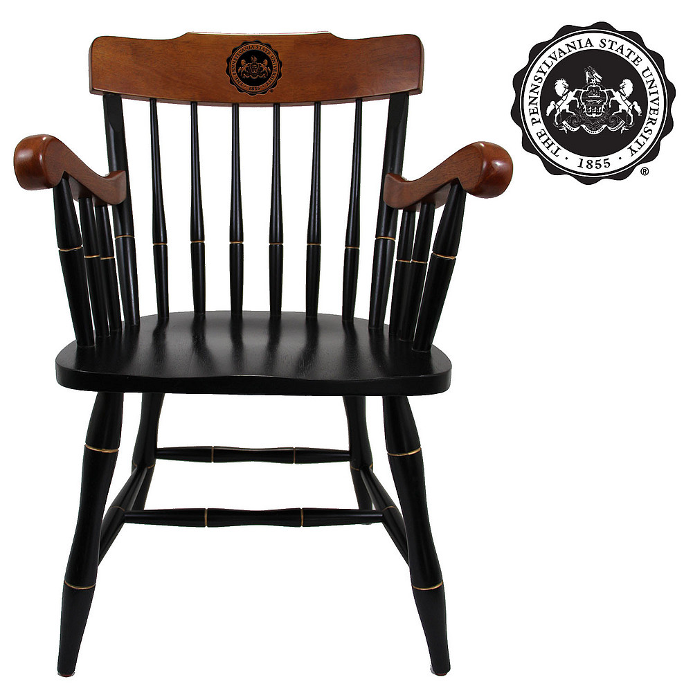 Penn State University Black with Cherry Arms & Crown Captains Chair