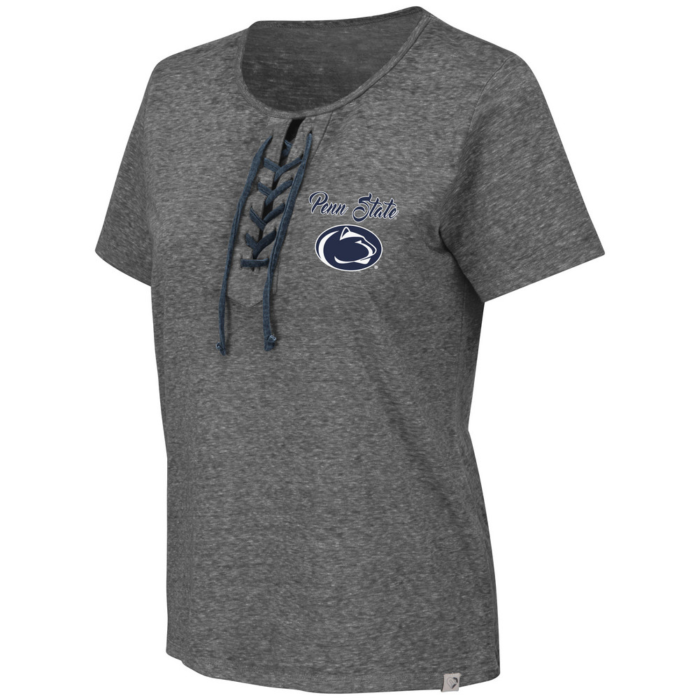 Penn State Women's Heather Grey Lace Up Tee Nittany Lions (PSU)