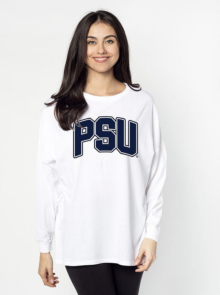 Penn State Women s White Oversized Mineral Wash Long Sleeve