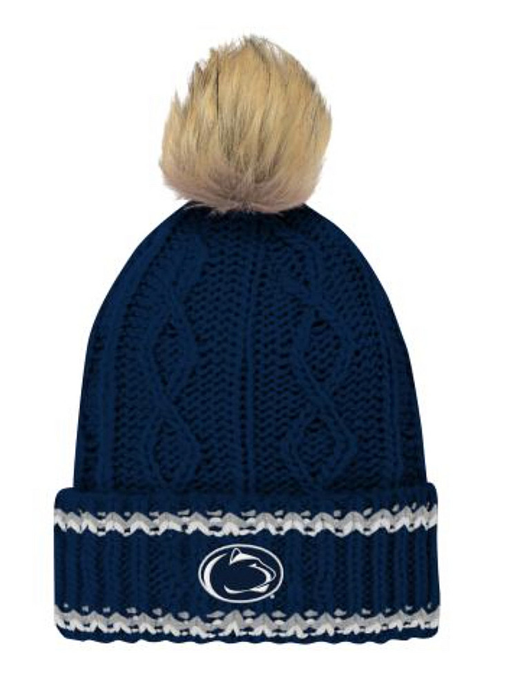 Penn State Youth Girls Fur Pom Knit Hat 