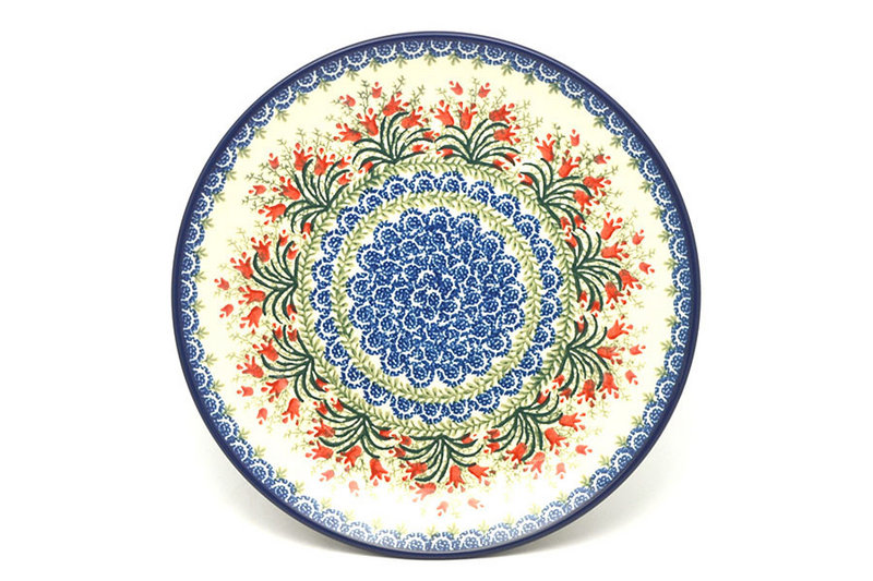 10 1/2"W
 Polish Pottery Plate - Dinner (10 1/2") - Crimson Bells 223-1437a (10 1/2"W
)