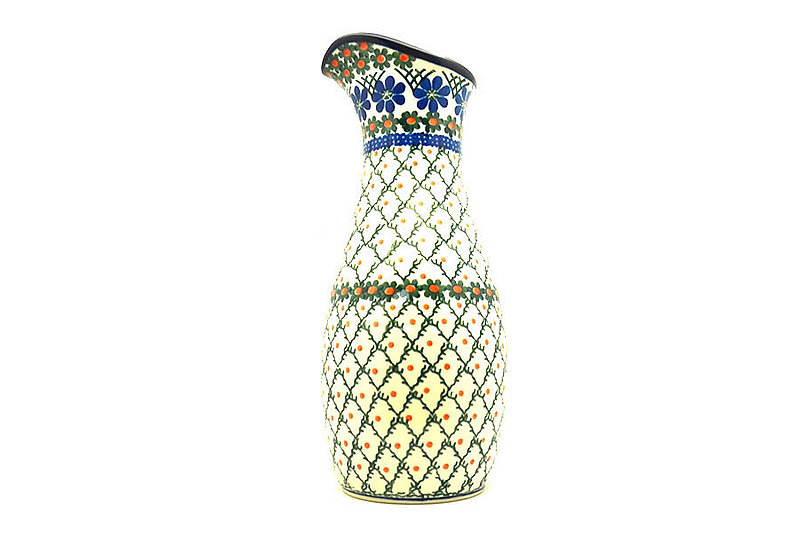 10 3/8"H x 4 1/2"W (neck 2 1/2"W)
 Polish Pottery Carafe - 2 1/2 pint - Primrose D18-854a (10 3/8"H x 4 1/2"W (neck 2 1/2"W)
)