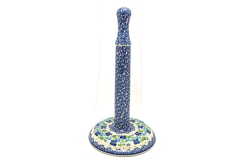 13"H x 7"W
 Polish Pottery Paper Towel Holder - Blue Phlox 834-1417a (13"H x 7"W
)