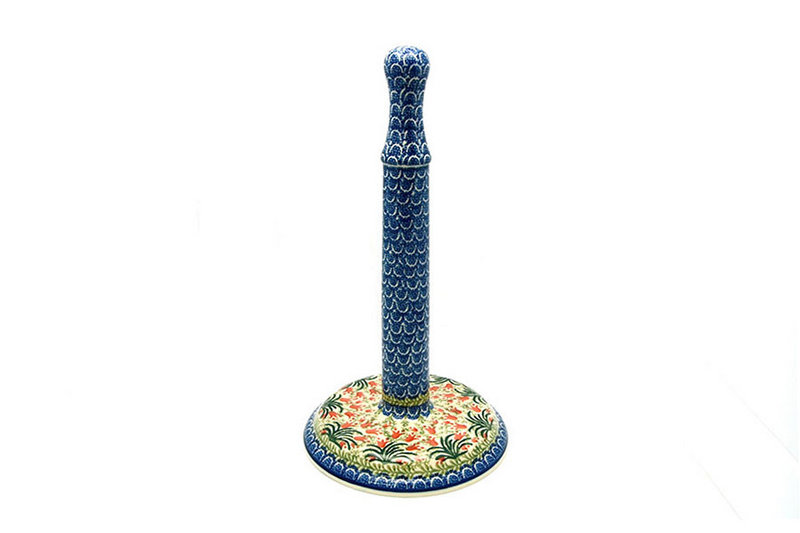 13"H x 7"W
 Polish Pottery Paper Towel Holder - Crimson Bells 834-1437a (13"H x 7"W
)