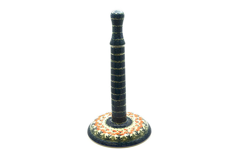 13"H x 7"W
 Polish Pottery Paper Towel Holder - Peach Spring Daisy 834-560a (13"H x 7"W
)