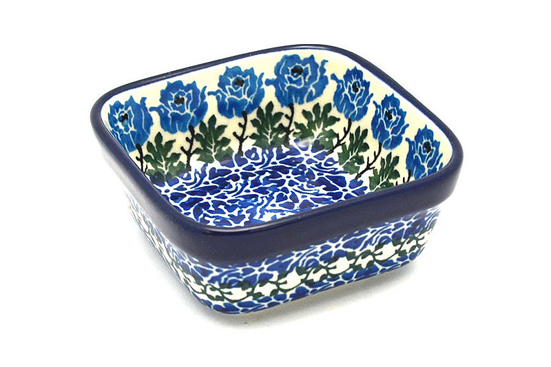 1 1/2"H x 3 3/4"W x 3 3/4"L
 Polish Pottery Ramekin - Square - Antique Rose 428-1390a (1 1/2"H x 3 3/4"W x 3 3/4"L
)