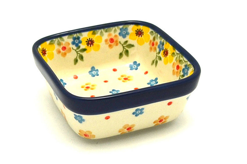 1 1/2"H x 3 3/4"W x 3 3/4"L
 Polish Pottery Ramekin - Square - Buttercup 428-2225a (1 1/2"H x 3 3/4"W x 3 3/4"L
)