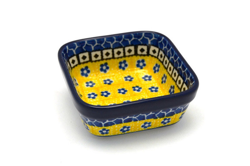 1 1/2"H x 3 3/4"W x 3 3/4"L
 Polish Pottery Ramekin - Square - Sunburst 428-859a (1 1/2"H x 3 3/4"W x 3 3/4"L
)