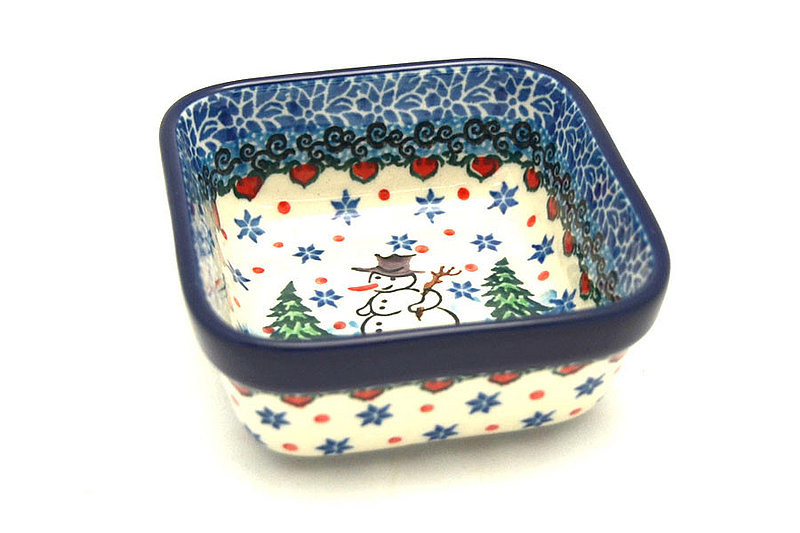1 1/2"H x 3 3/4"W x 3 3/4"L
 Polish Pottery Ramekin - Square - Unikat Signature - U4661 428-U4661 (1 1/2"H x 3 3/4"W x 3 3/4"L
)