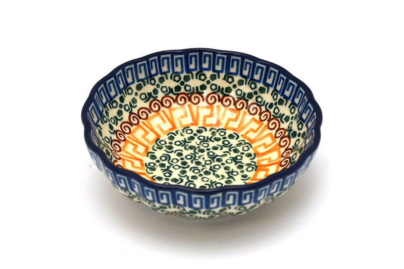 1 1/2"H x 4 1/2"W
 Polish Pottery Bowl - Shallow Scalloped - Small - Autumn 023-050a (1 1/2"H x 4 1/2"W
)