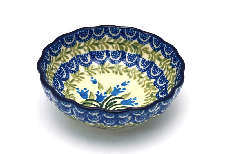 1 1/2"H x 4 1/2"W
 Polish Pottery Bowl - Shallow Scalloped - Small - Blue Bells 023-1432a (1 1/2"H x 4 1/2"W
)