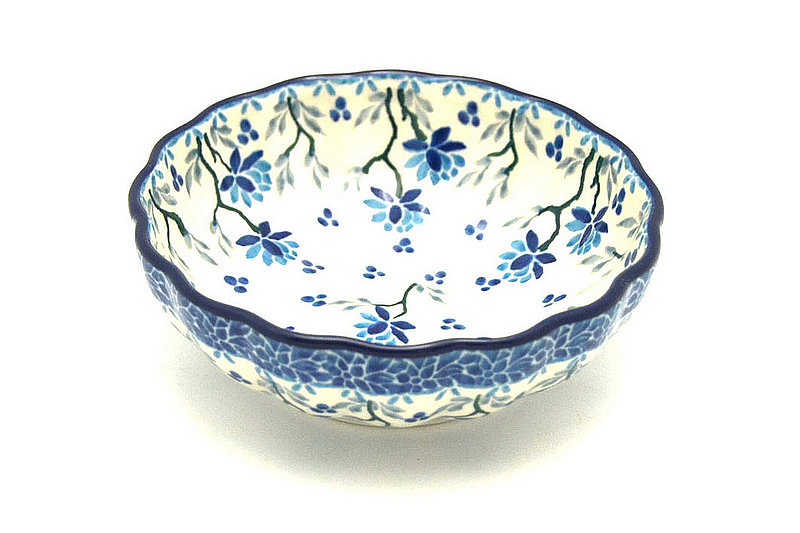 1 1/2"H x 4 1/2"W
 Polish Pottery Bowl - Shallow Scalloped - Small - Clover Field 023-2524a (1 1/2"H x 4 1/2"W
)