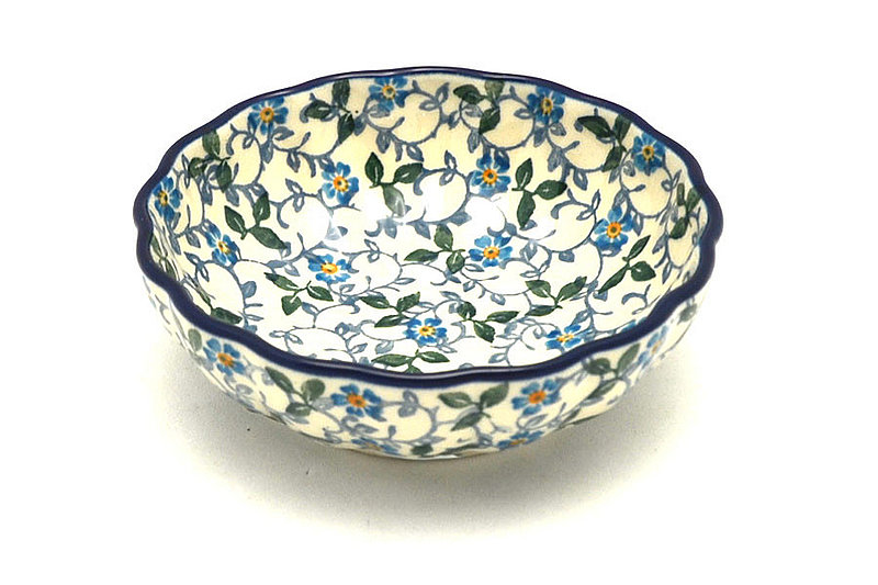 1 1/2"H x 4 1/2"W
 Polish Pottery Bowl - Shallow Scalloped - Small - Forget-Me-Knot 023-2089a (1 1/2"H x 4 1/2"W
)