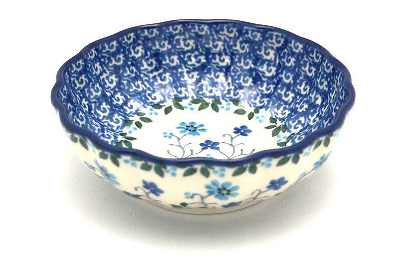 1 1/2"H x 4 1/2"W
 Polish Pottery Bowl - Shallow Scalloped - Small - Georgia Blue 023-2785a (1 1/2"H x 4 1/2"W
)