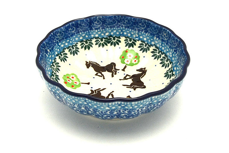 1 1/2"H x 4 1/2"W
 Polish Pottery Bowl - Shallow Scalloped - Small - Mackintosh 023-2256a (1 1/2"H x 4 1/2"W
)