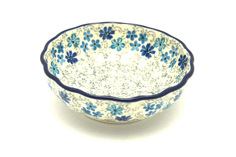 1 1/2"H x 4 1/2"W
 Polish Pottery Bowl - Shallow Scalloped - Small - Sea Blossom 023-2612a (1 1/2"H x 4 1/2"W
)