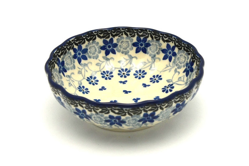 1 1/2"H x 4 1/2"W
 Polish Pottery Bowl - Shallow Scalloped - Small - Silver Lace 023-2158a (1 1/2"H x 4 1/2"W
)