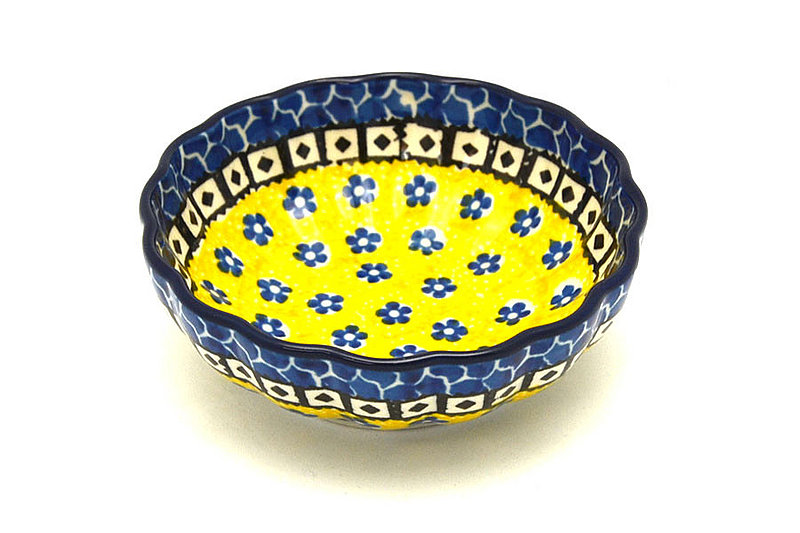 1 1/2"H x 4 1/2"W
 Polish Pottery Bowl - Shallow Scalloped - Small - Sunburst 023-859a (1 1/2"H x 4 1/2"W
)