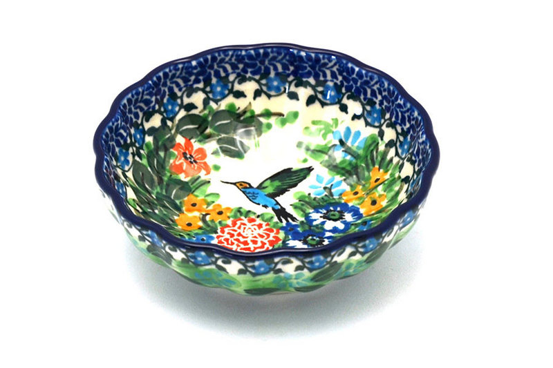 1 1/2"H x 4 1/2"W
 Polish Pottery Bowl - Shallow Scalloped - Small - Unikat Signature U3271 023-U3271 (1 1/2"H x 4 1/2"W
)