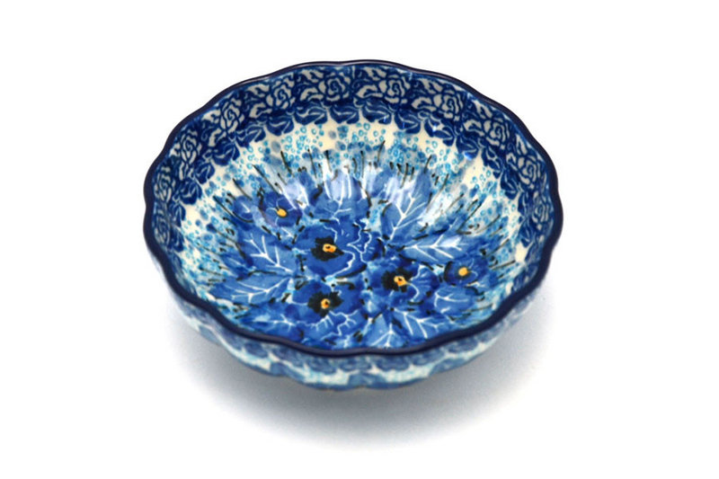 1 1/2"H x 4 1/2"W
 Polish Pottery Bowl - Shallow Scalloped - Small - Unikat Signature U3639 023-U3639 (1 1/2"H x 4 1/2"W
)