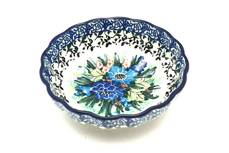 1 1/2"H x 4 1/2"W
 Polish Pottery Bowl - Shallow Scalloped - Small - Unikat Signature U4572 023-U4572 (1 1/2"H x 4 1/2"W
)