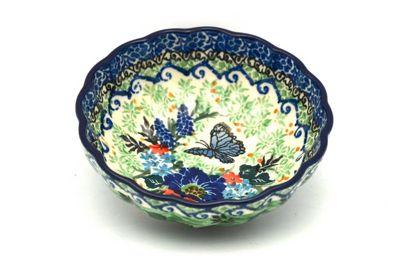 1 1/2"H x 4 1/2"W
 Polish Pottery Bowl - Shallow Scalloped - Small - Unikat Signature U4600 023-U4600 (1 1/2"H x 4 1/2"W
)