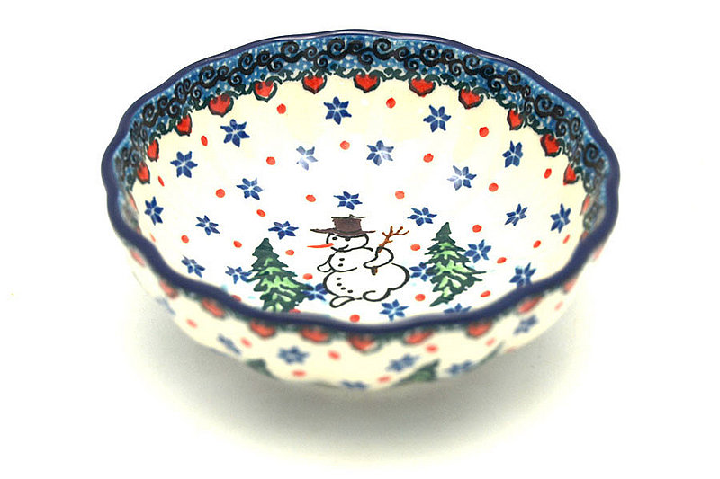 1 1/2"H x 4 1/2"W
 Polish Pottery Bowl - Shallow Scalloped - Small - Unikat Signature U4661 023-U4661 (1 1/2"H x 4 1/2"W
)