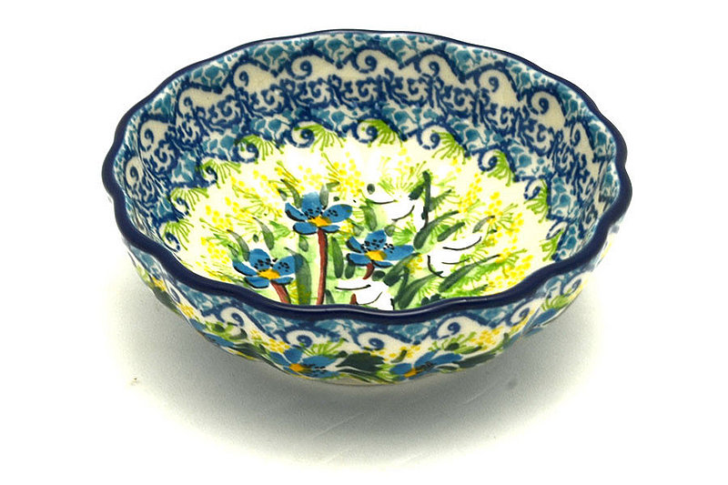 1 1/2"H x 4 1/2"W
 Polish Pottery Bowl - Shallow Scalloped - Small - Unikat Signature U5071 023-U5071 (1 1/2"H x 4 1/2"W
)