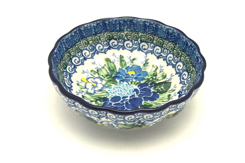 1 1/2"H x 4 1/2"W
 Polish Pottery Bowl - Shallow Scalloped - Small - Unikat Signature U5138 023-U5138 (1 1/2"H x 4 1/2"W
)