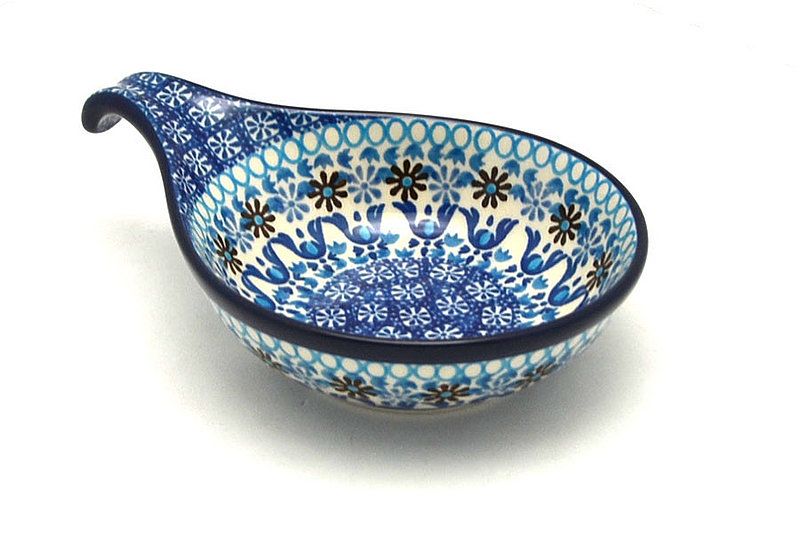 1 1/2"H x 4 1/2"W x 6 3/4"L
 Polish Pottery Spoon/Ladle Rest - Blue Yonder 174-2187a (1 1/2"H x 4 1/2"W x 6 3/4"L
)
