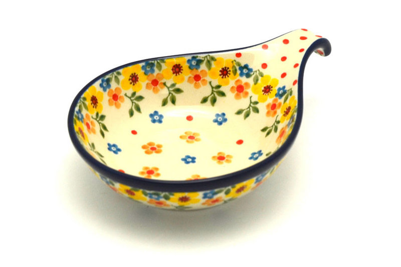 1 1/2"H x 4 1/2"W x 6 3/4"L
 Polish Pottery Spoon/Ladle Rest - Buttercup 174-2225a (1 1/2"H x 4 1/2"W x 6 3/4"L
)