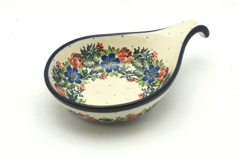 1 1/2"H x 4 1/2"W x 6 3/4"L
 Polish Pottery Spoon/Ladle Rest - Garden Party 174-1535a (1 1/2"H x 4 1/2"W x 6 3/4"L
)