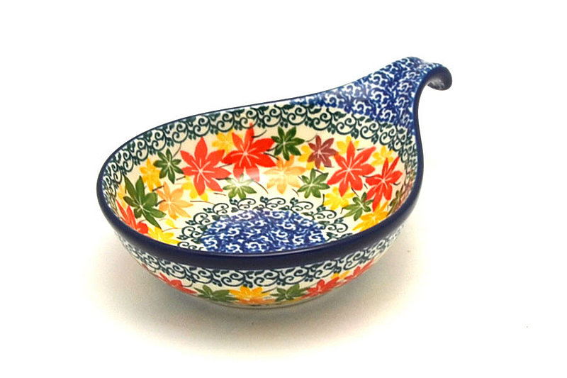 1 1/2"H x 4 1/2"W x 6 3/4"L
 Polish Pottery Spoon/Ladle Rest - Maple Harvest 174-2533a (1 1/2"H x 4 1/2"W x 6 3/4"L
)