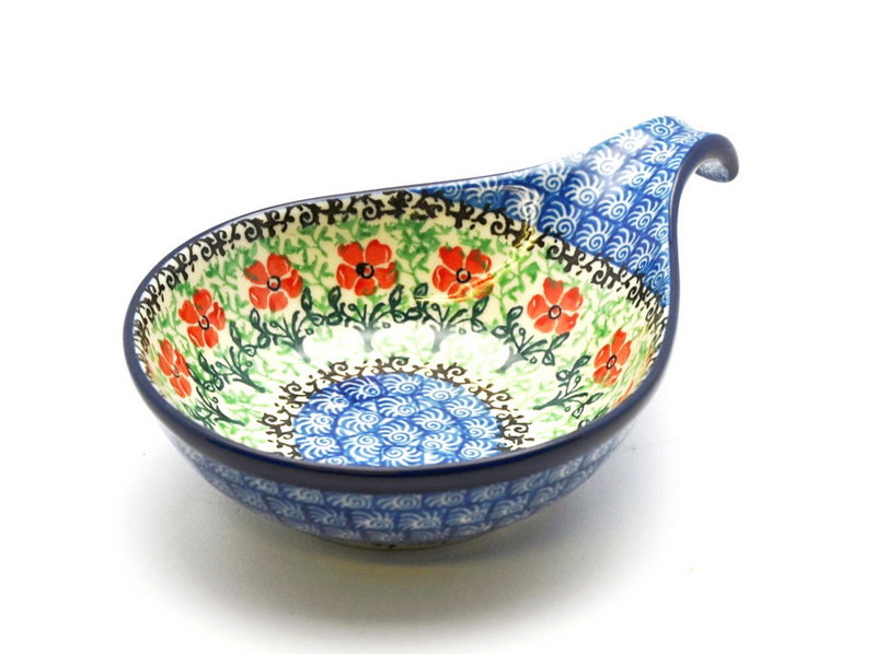 1 1/2"H x 4 1/2"W x 6 3/4"L
 Polish Pottery Spoon/Ladle Rest - Maraschino 174-1916a (1 1/2"H x 4 1/2"W x 6 3/4"L
)