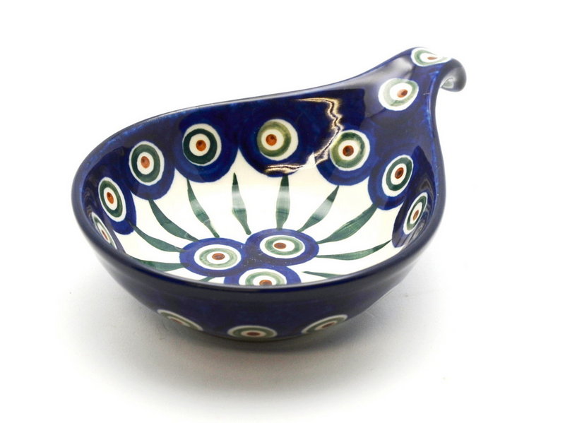 1 1/2"H x 4 1/2"W x 6 3/4"L
 Polish Pottery Spoon/Ladle Rest - Peacock 174-054a (1 1/2"H x 4 1/2"W x 6 3/4"L
)