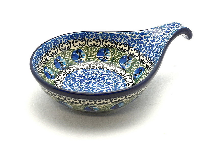 1 1/2"H x 4 1/2"W x 6 3/4"L
 Polish Pottery Spoon/Ladle Rest - Peacock Feather 174-1513a (1 1/2"H x 4 1/2"W x 6 3/4"L
)