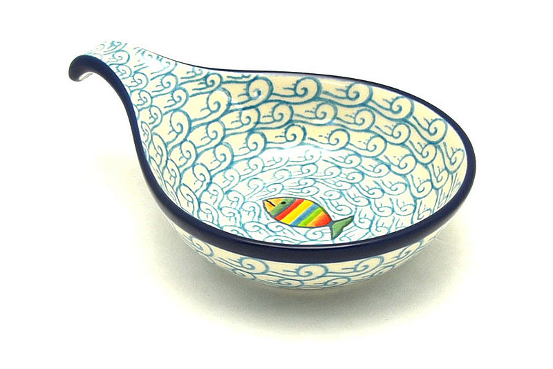 1 1/2"H x 4 1/2"W x 6 3/4"L
 Polish Pottery Spoon/Ladle Rest - Rainbow Fish 174-2540a (1 1/2"H x 4 1/2"W x 6 3/4"L
)