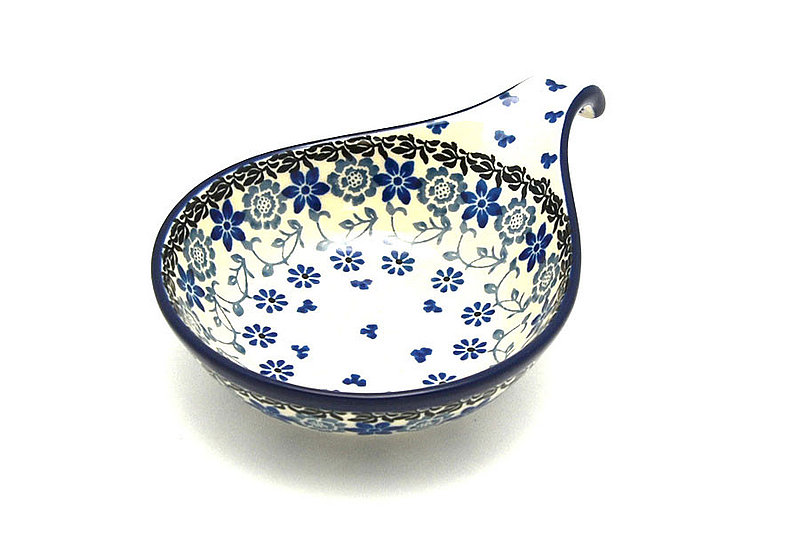 1 1/2"H x 4 1/2"W x 6 3/4"L
 Polish Pottery Spoon/Ladle Rest - Silver Lace 174-2158a (1 1/2"H x 4 1/2"W x 6 3/4"L
)