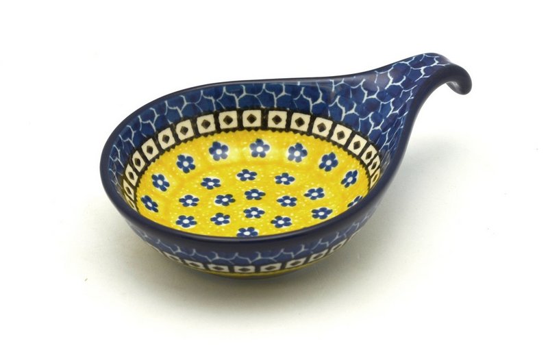1 1/2"H x 4 1/2"W x 6 3/4"L
 Polish Pottery Spoon/Ladle Rest - Sunburst 174-859a (1 1/2"H x 4 1/2"W x 6 3/4"L
)