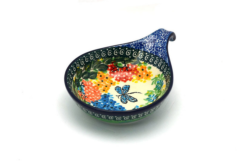 1 1/2"H x 4 1/2"W x 6 3/4"L
 Polish Pottery Spoon/Ladle Rest - Unikat Signature - U4612 174-U4612 (1 1/2"H x 4 1/2"W x 6 3/4"L
)