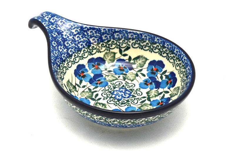 1 1/2"H x 4 1/2"W x 6 3/4"L
 Polish Pottery Spoon/Ladle Rest - Winter Viola 174-2273a (1 1/2"H x 4 1/2"W x 6 3/4"L
)